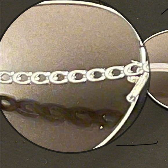 COACH Signature Chain Oval Sunglasses -Silver/Grey Pink Mirror ❤️FINAL PRICE!❤️ - Picture 2 of 7